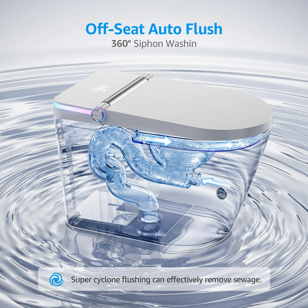 Yulika U5 Tankless Smart Bidet Toilet Elongated 1.28 GPF with LED Strip Auto Flush Heated Seat New