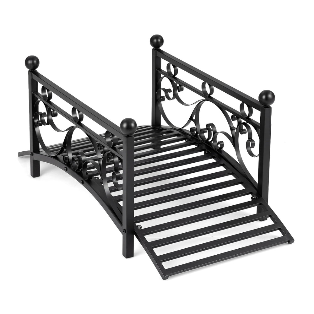 3.3 ft garden metal bridge showcasing a raised design, perfect for creating a focal point in landscaping.