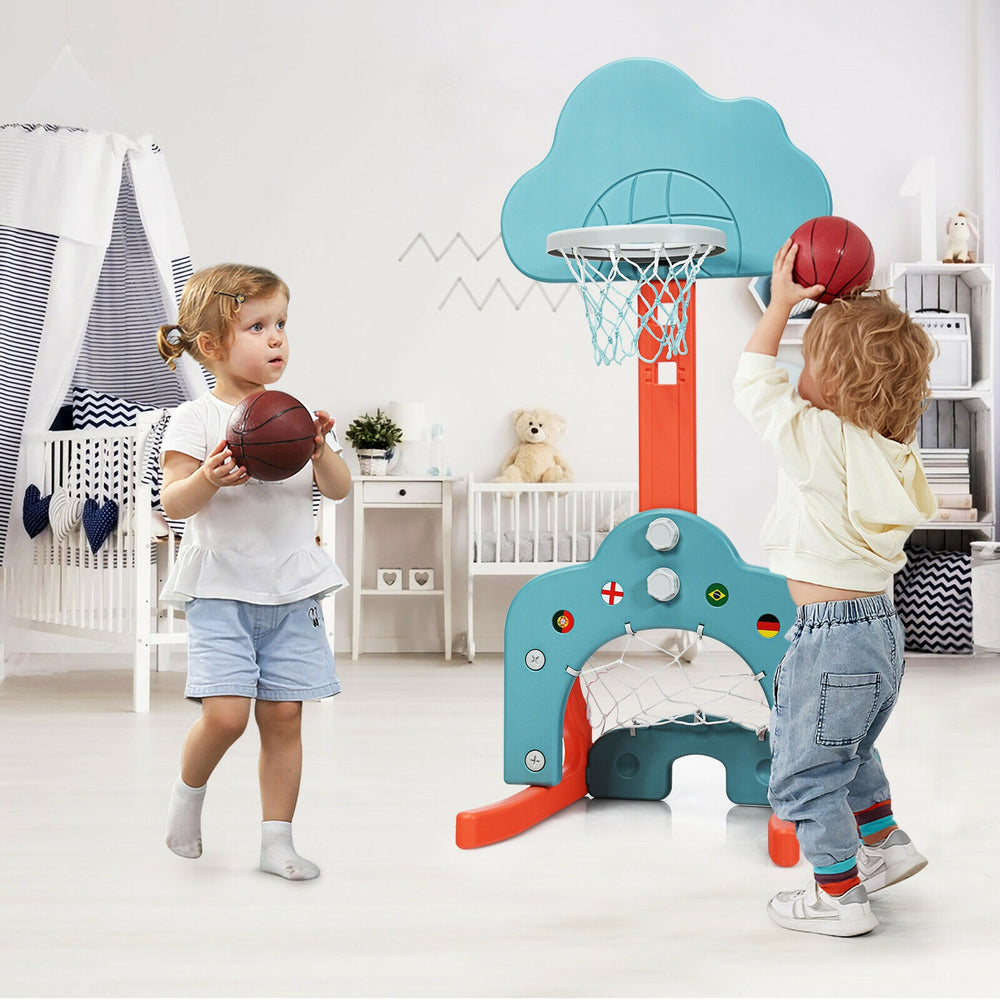 3-in-1 Kids Basketball Hoop Set with Balls-Green - Gallery View 1 of 12