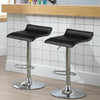 Set of 2 adjustable black PU leather backless bar stools with chrome bases, perfect for gatherings and parties.