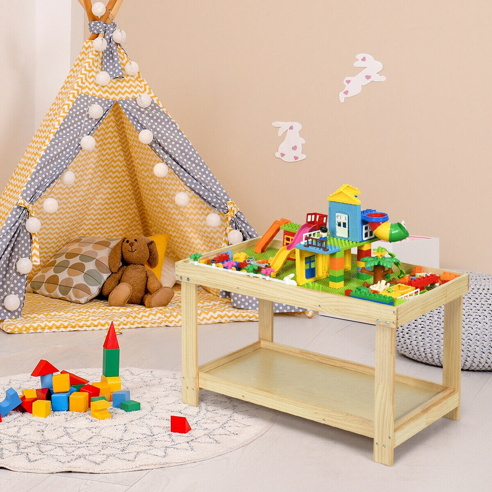 Solid Multifunctional Wood Kids Activity Play Table-Natural - Gallery View 1 of 12