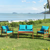 4 Pieces Wooden Patio Furniture Set Table Sofa Chair Cushioned Garden - Gallery View 1 of 10