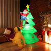 Inflatable 6.5 feet Christmas tree with Santa, LED lights, and dog decoration, perfect for indoor and outdoor holiday.