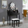 Makeup Vanity Dressing Table Set with Dimmable Bulbs Cushioned Stool-Black - Gallery View 1 of 12