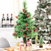 Decorative 29-inch pre-lit Christmas tree with rich ornaments and pine cones, perfect for festive holiday displays.