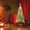 Pre-lit snow flocked pencil Christmas tree, 4.5 feet tall with 150 warm LED lights, perfect for small spaces.