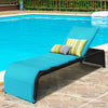 Patio Rattan Lounge Chair Back Adjustable Chaise Recliner  with Cushioned-Turquoise - Gallery View 1 of 11
