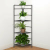 4-tier folding metal shelf plant stand with heavy-duty steel frame, ideal for corner display in gardens or homes.