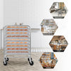 Aluminum rolling bakery pan rack with 10 tiers, sturdy design, and wheels for easy mobility in commercial kitchens.