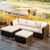 5 Pieces Patio Rattan Sofa Set with Cushion and Ottoman-Beige - Gallery View 1 of 12