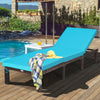 Outdoor Rattan Adjustable Cushioned Chaise-Turquoise - Gallery View 1 of 12