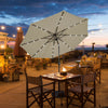 10' Solar LED Lighted Patio Market Umbrella Shade Tilt Adjustment Crank-Tan - Gallery View 1 of 12