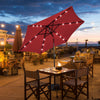 9 Feet Solar LED Lighted Patio Market Umbrella Tilt Adjustment Crank Lift-Dark Red - Gallery View 1 of 12