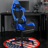 PU Leather Gaming Chair with USB Massage Lumbar Pillow and Footrest -Blue - Gallery View 1 of 12