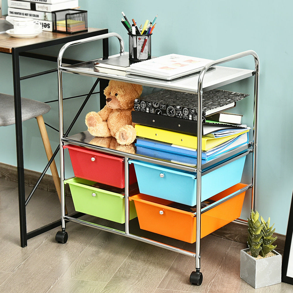 4 Drawers Shelves Rolling Storage Cart Rack-Multicolor - Gallery View 1 of 12