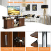 Walnut 63-inch TV entertainment console with 2 cabinets, open shelves, and sturdy aluminum tubes for versatile storage.