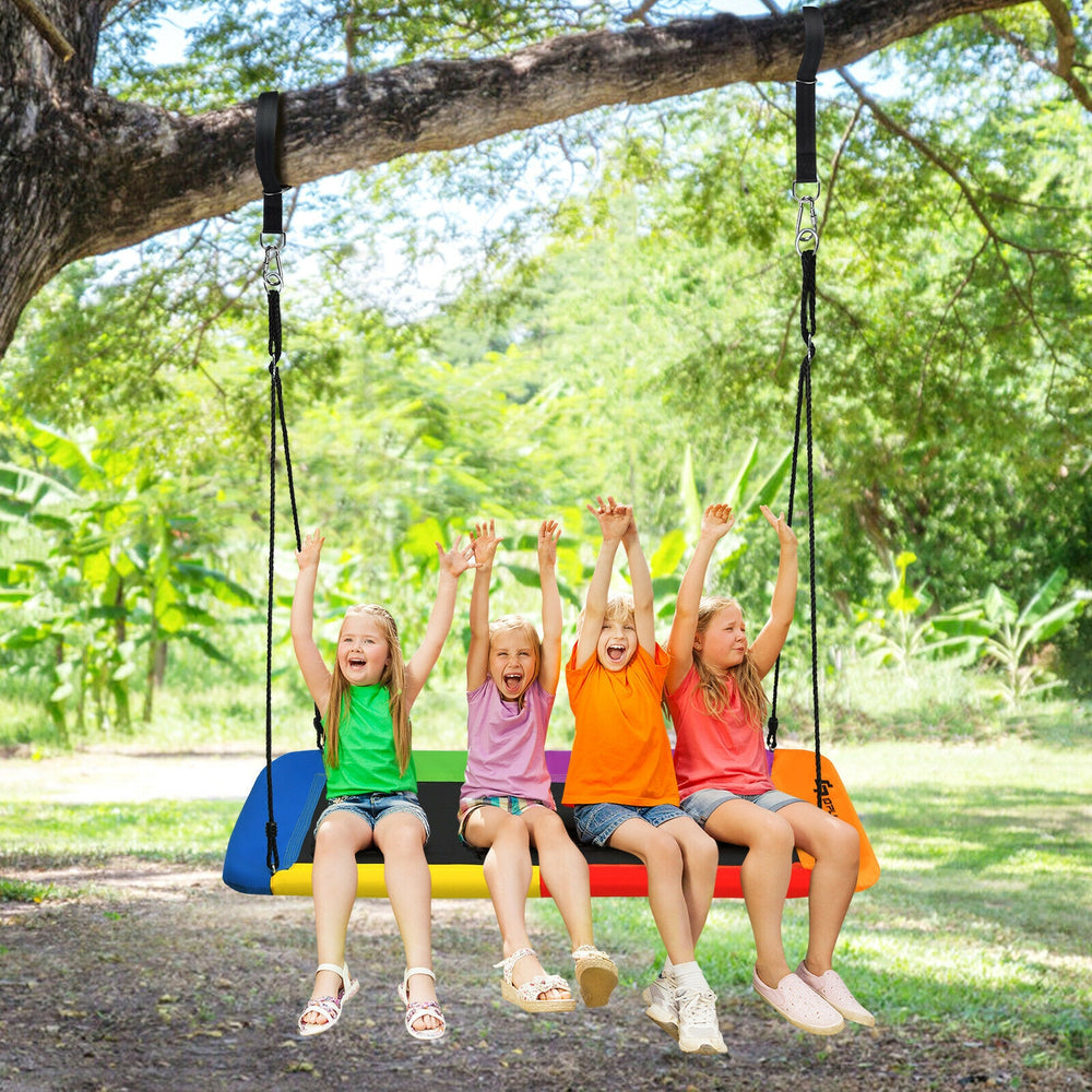 60 Inches Platform Tree Swing Outdoor with  2 Hanging Straps-Multicolor - Gallery View 1 of 9