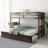 Twin pull-out bunk bed in espresso with trundle, full-length guardrails, and sturdy wooden construction for versatile.