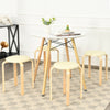 Set of 4 Bentwood Round Stool Stackable Dining Chairs with Padded Seat-Beige - Gallery View 1 of 12