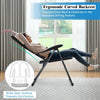 Adjustable backrest patio folding chair in black, made of steel and oxford fabric, perfect for outdoor relaxation.