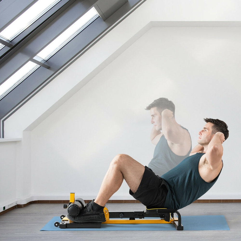 8-in-1 multifunctional home gym squat equipment with adjustable height, ideal for core and leg workouts.