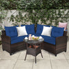 4 Pieces Outdoor Cushioned Rattan Furniture Set-Navy - Gallery View 1 of 12
