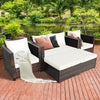 5 Pieces Patio Cushioned Rattan Furniture Set-White - Gallery View 1 of 12