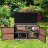 88 Gallon Garden Patio Rattan Storage Container Box-Brown - Gallery View 1 of 12