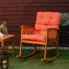 Tufted outdoor patio chair cushion in orange, featuring premium sponge and suede for comfort, ideal for indoor and.