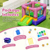Inflatable bounce house with slide and basketball hoop, made of durable 420D oxford cloth, for outdoor fun.