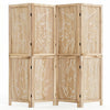 4-panel wooden room divider with palm leaf design, made of lightweight paulownia wood, perfect for creating privacy.