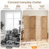 4-panel wooden room divider with palm leaf design, featuring a lightweight paulownia frame for versatile room privacy.