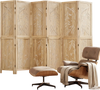 6-panel wooden room divider with palm leaf design, featuring a lightweight paulownia frame for versatile home privacy.