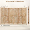 6-panel wooden room divider with palm leaf design, made of lightweight paulownia wood, ideal for creating privacy in homes.