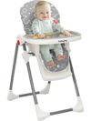 Folding baby high chair in gray with 6 height adjustments and soft cushion, ideal for feeding and parent-child.