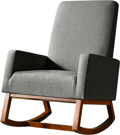 Costway Rocking High Back Upholstered Lounge Accent Armchair Gray 62048953 New