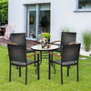 Set of 4 outdoor patio dining chairs with mix-brown PE rattan and powder-coated steel frame, perfect for backyard.