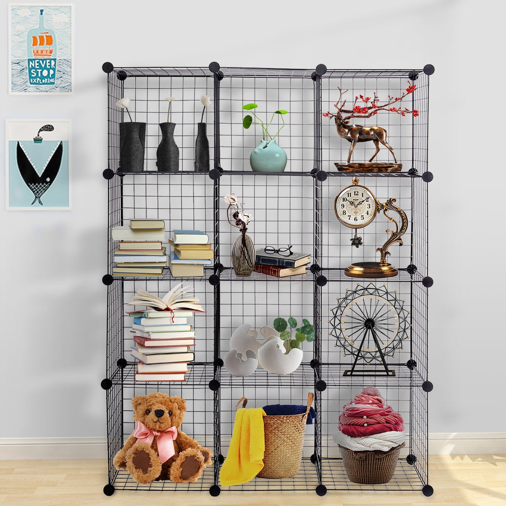 42" x 14" x 56" DIY 12-Cube Metal Grid Wire Storage Cubes - Gallery View 6 of 16