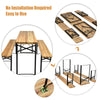 Folding wooden picnic table and bench set with solid fir wood and anti-rust steel frame, ideal for indoor and outdoor.