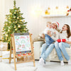 Kids art easel with adjustable height, double-sided chalkboard and whiteboard, perfect for creative play and learning.