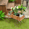 Wooden Wagon Plant Bed With Wheel for Garden Yard-Brown - Gallery View 1 of 11