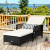 PE Rattan Armrest Chaise Lounge Chair with Adjustable Pillow-Off White - Gallery View 1 of 11