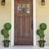 36-inch artificial topiary triple ball tree with realistic leaves and cement-filled pot, perfect for outdoor entryway.