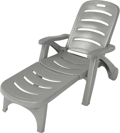 Costway Folding Adjustable Chaise Lounge Chair w/ Wheels 07652489 New