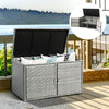 Rattan storage container box with 88-gallon capacity, featuring a sturdy steel frame, ideal for outdoor patio use.