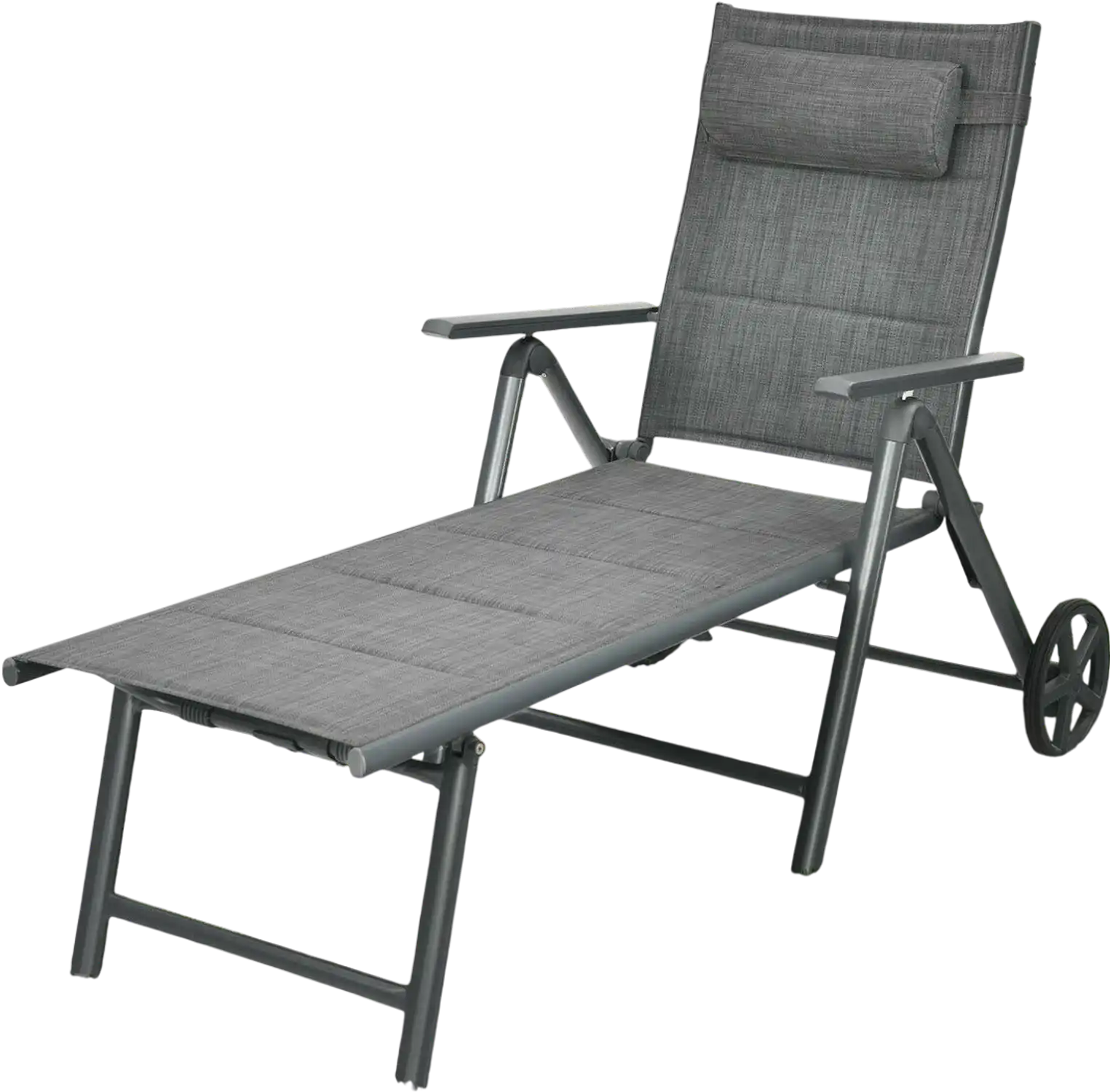 Costway Patio Reclining Chaise Lounge Gray 31890574 New