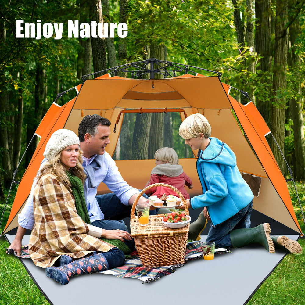 3-4 Person Easy Pop Up Beach Tent UPF 50+ Portable Sun Shelter-Orange - Gallery View 1 of 12