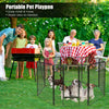 Heavy-duty 8-panel pet playpen with door, rust-resistant metal, ideal for outdoor use and easy to assemble.