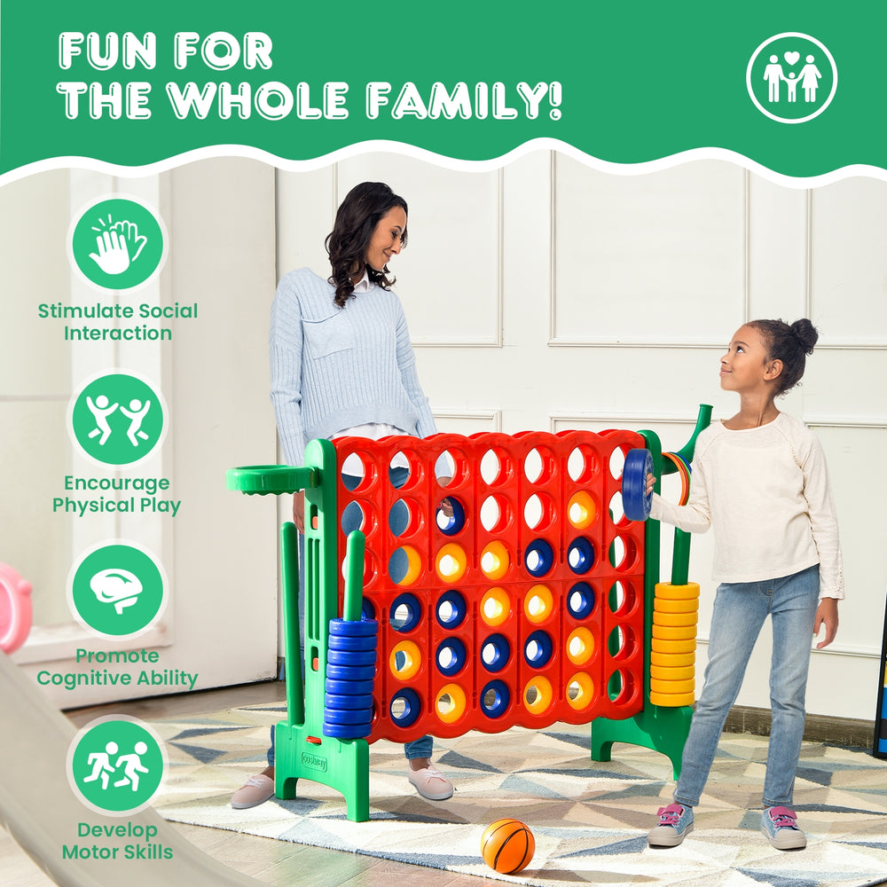 Giant 4-to-score game set in green, made of durable PP and PE, perfect for family fun and outdoor play.