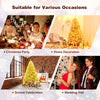 Champagne gold 6 ft artificial tinsel Christmas tree with realistic branch tips, ideal for home and office festive.